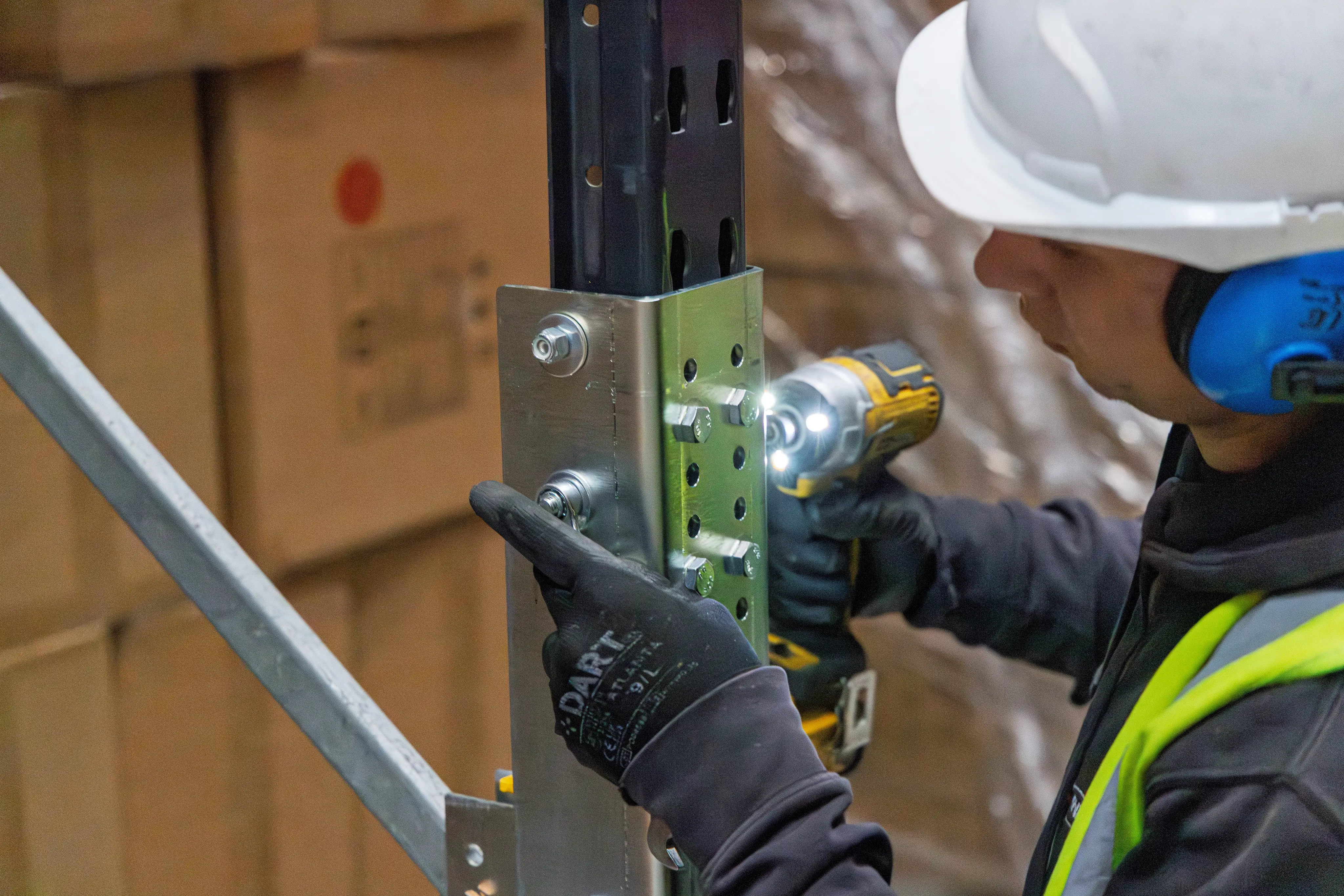 Goliath racking repair in a warehouse