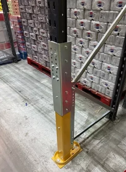 Installed rack upright close-up