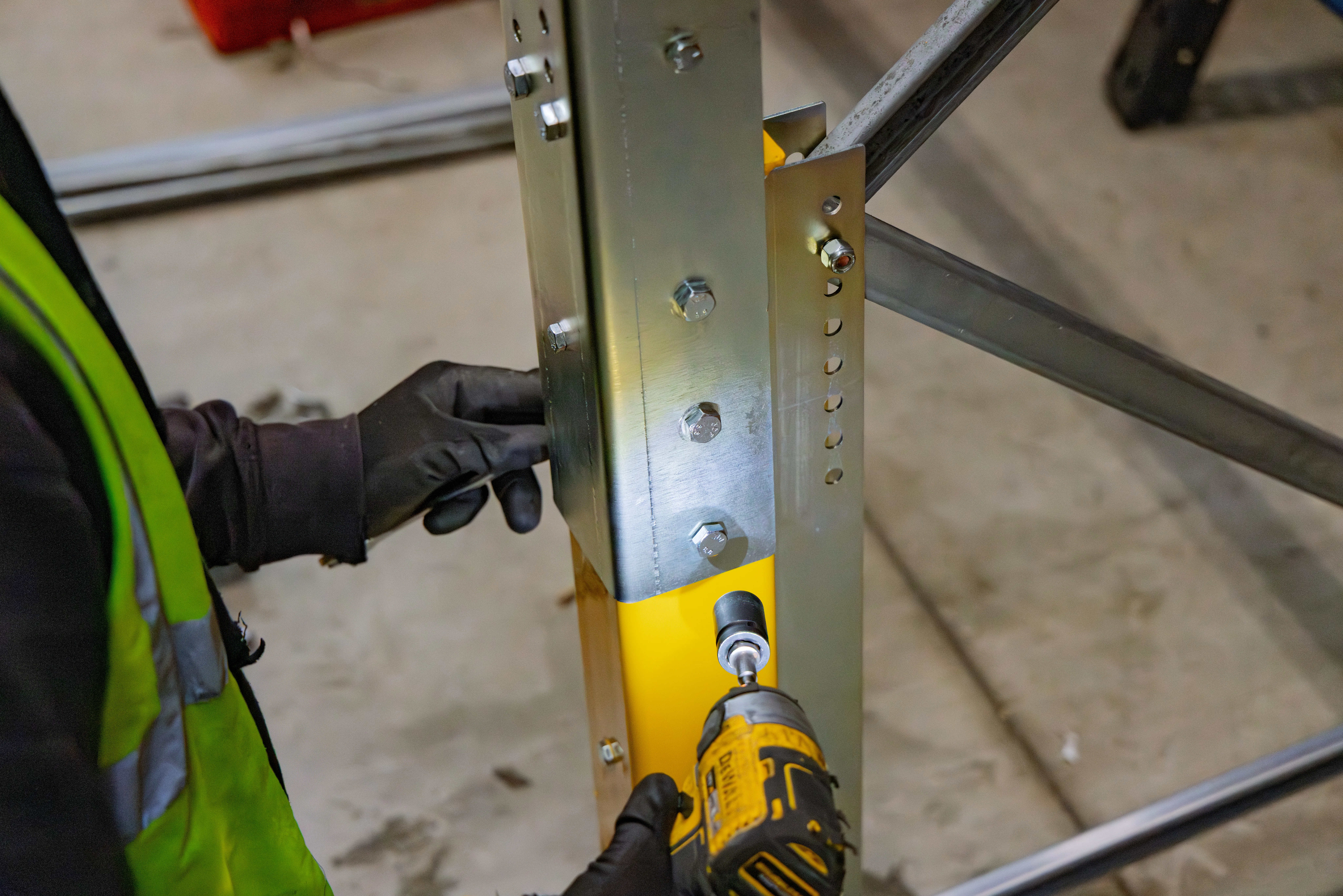 Engineer installing repair