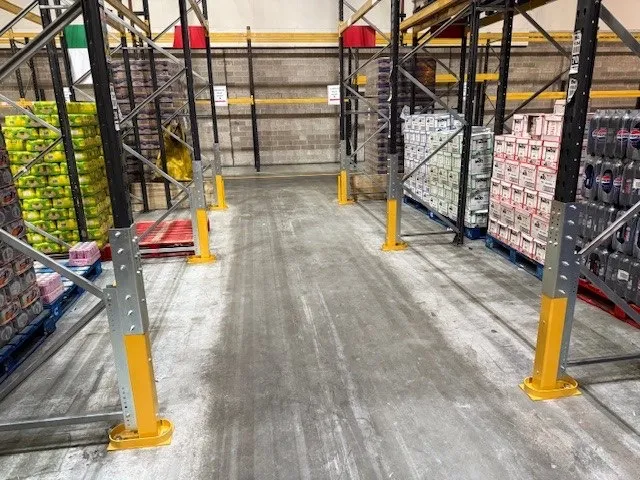 Warehouse aisle after racking reconfiguration