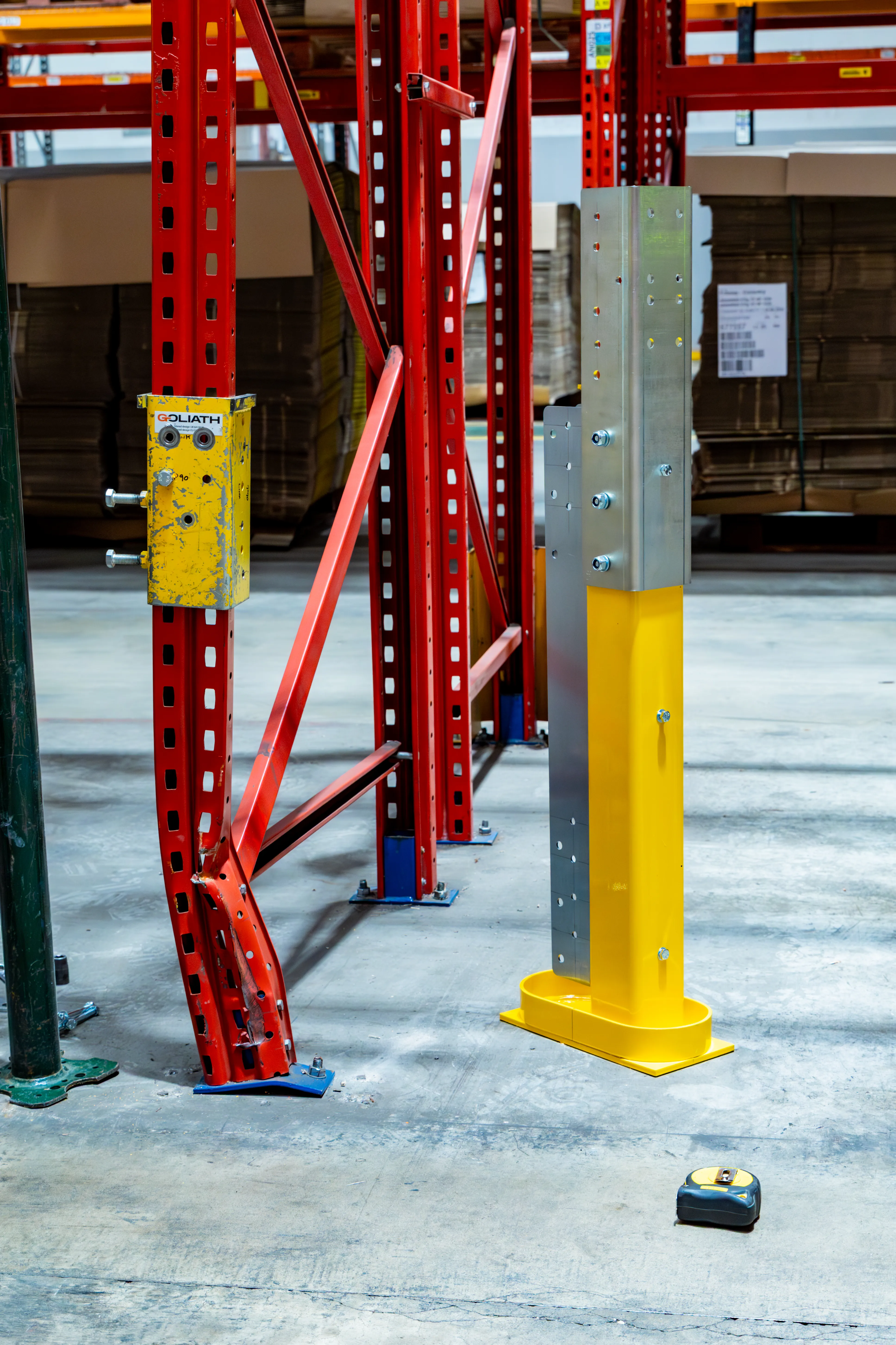 Racking upright before Goliath installation